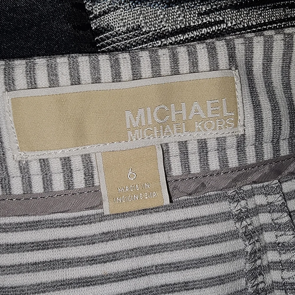 MICHAEL Michael Kors Women's Gray White Striped A-LineStriped Gray Women's Skirt - Picture 4 of 10